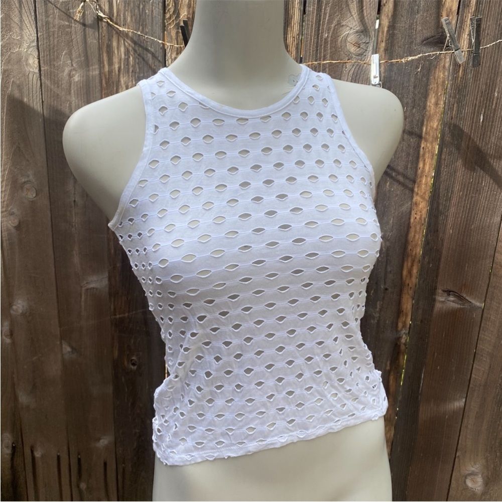 Twenty White Sleeveless Eyelet Top size XS